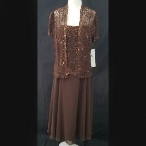 Brown Lace & Sequin Dress